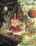Frida Kahlo The Love Embrace of the Universe,The Earth,Diego,me and senor xolotl oil painting artist